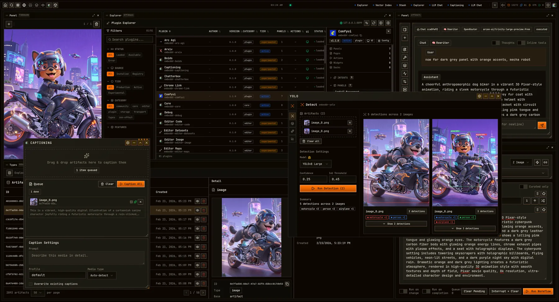 Provenance and metadata panels